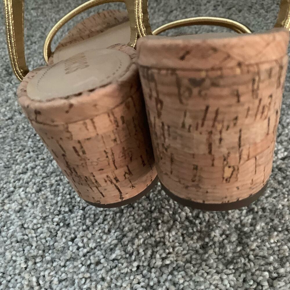 Schutz Gimenez Evereve Leather Sandals w/ Cork Heel - Size 5 - EUC - Picture 13 of 16